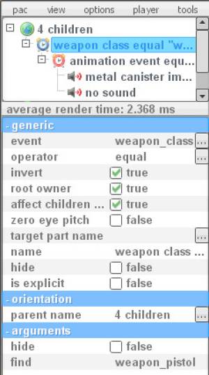 Step 1a- weapon_class event. To find the weapon's entity name, look in the console for "Giving player a weapon_name", right click and copy to clipboard the weapon's spawnmenu icon and paste it in, or go to the top tab and click tools-show only with active weapon.